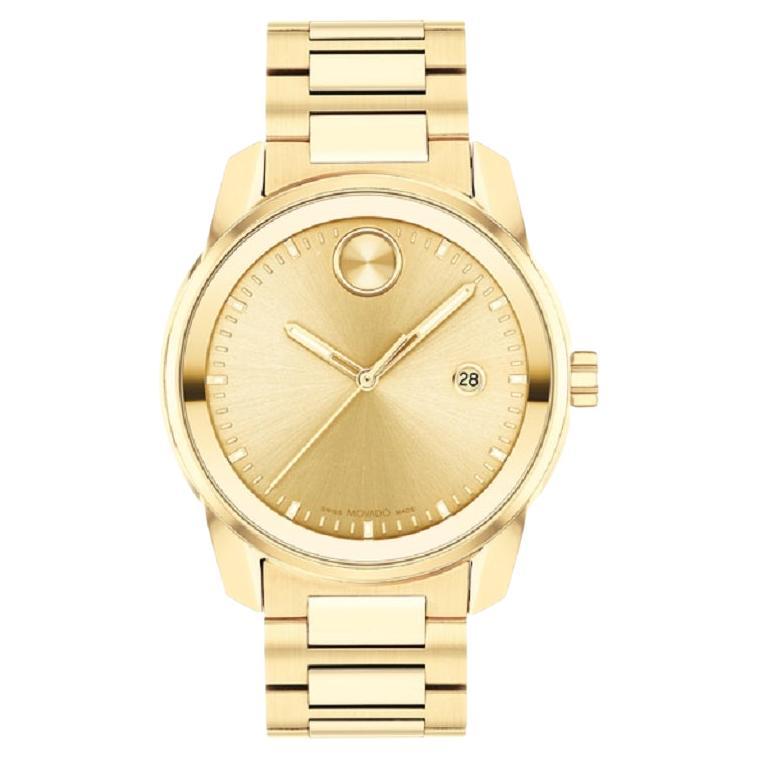 Movado Bold Verso 42mm Stainless Steel Gold Dial Men's Watch 3600735