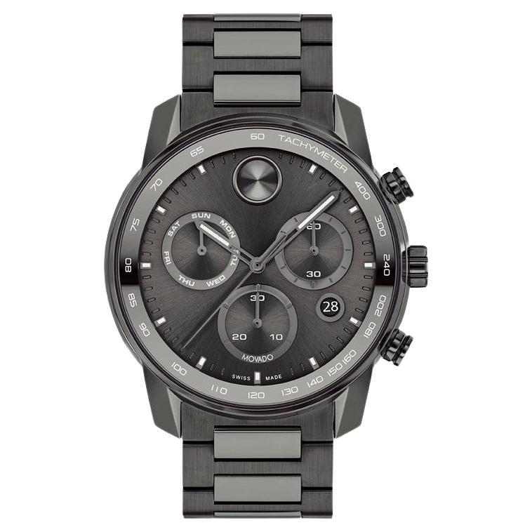 Movado Montre chronographe Verso audacieuse en acier inoxydable avec cadran gris de 44 mm pour hommes 3600867