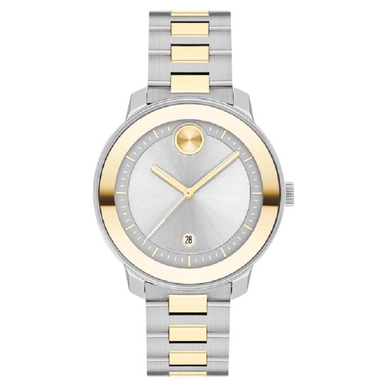 Movado Bold Verso Two Tone 38mm Silver Dial Stainless Steel Ladies Watch 3600749 For Sale