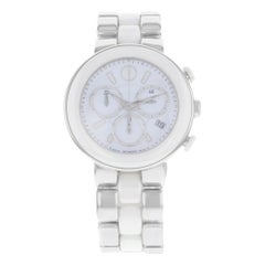 Used Movado Cerena White Ceramic Stainless Steel Quartz Ladies Watch 606758