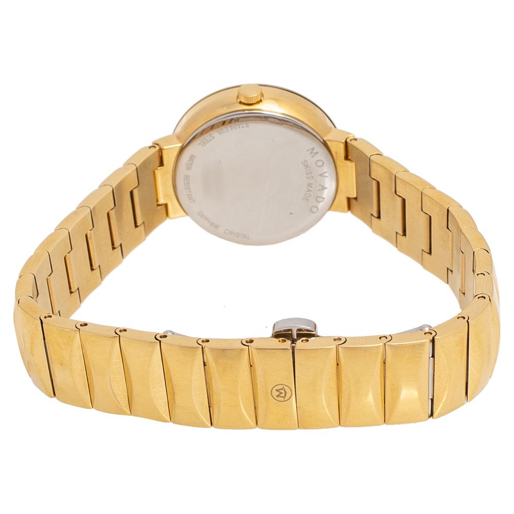 Contemporary Movado Champagne Gold Plated Stainless Steel Museum Women's Wristwatch 26 mm