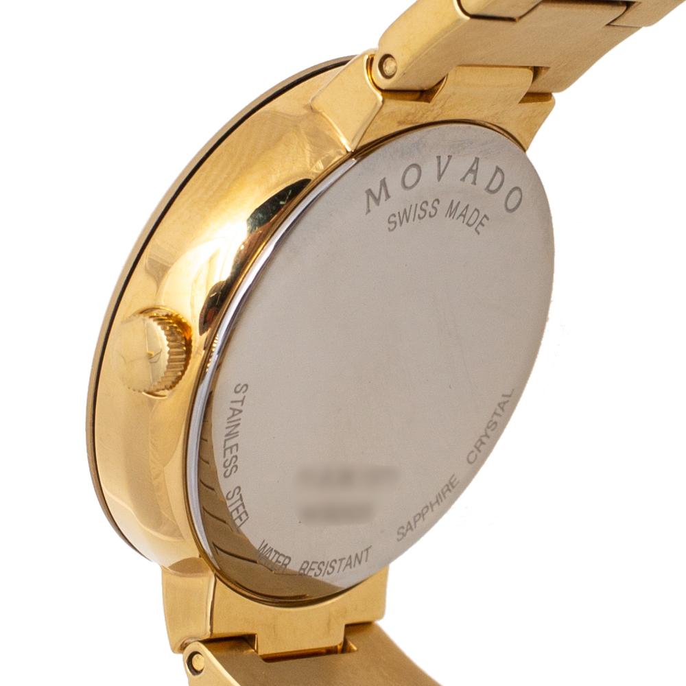 Movado Champagne Gold Plated Stainless Steel Museum Women's Wristwatch 26 mm In Good Condition In Dubai, Al Qouz 2