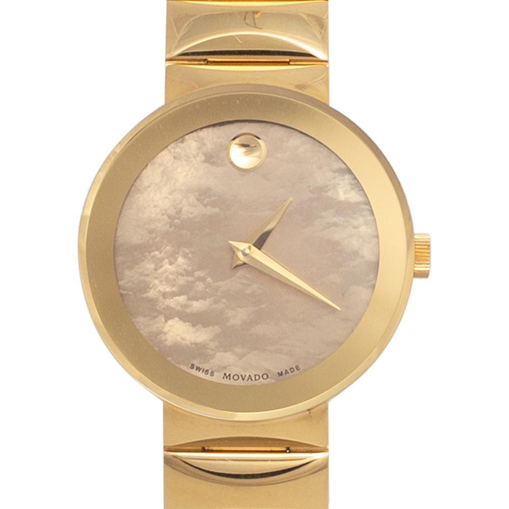 Movado Champagne Gold Plated Stainless Steel Museum Women's Wristwatch 26 mm 2