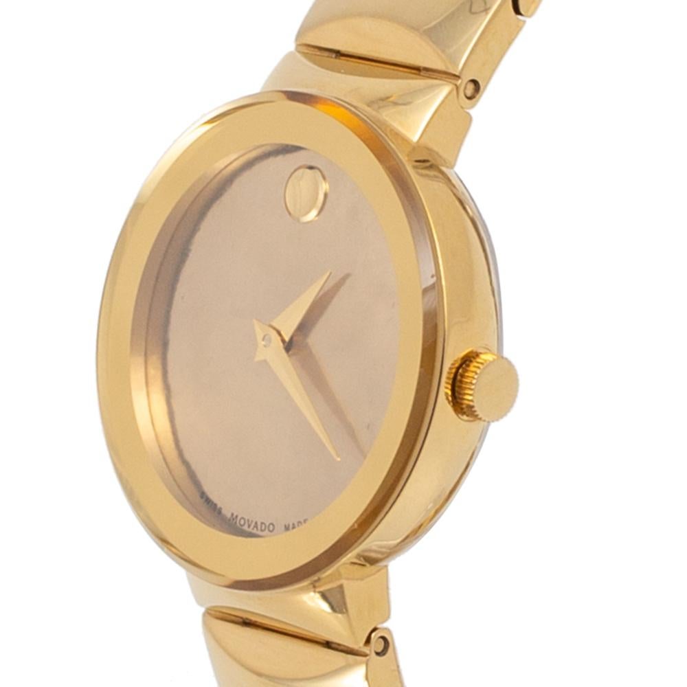 Movado Champagne Gold Plated Stainless Steel Museum Women's Wristwatch 26 mm 3