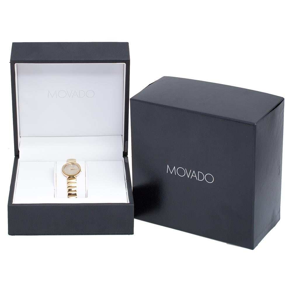 Movado Champagne Gold Plated Stainless Steel Museum Women's Wristwatch 26 mm 4