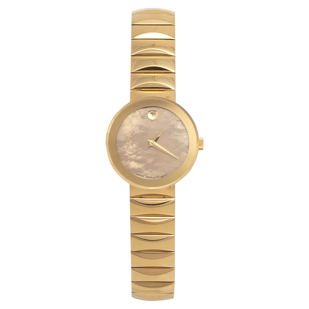 Movado Champagne Gold Plated Stainless Steel Museum Women's Wristwatch 26 mm