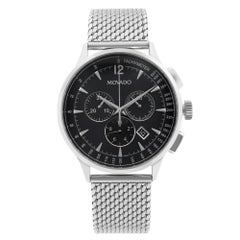 Used Movado Circa Chronograph Stainless Steel Black Dial Quartz Mens Watch 0606803