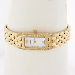 Movado Classic 14k Gold 14mm Ladies Mother of Pearl Diamond Wrist Watch Bracelet