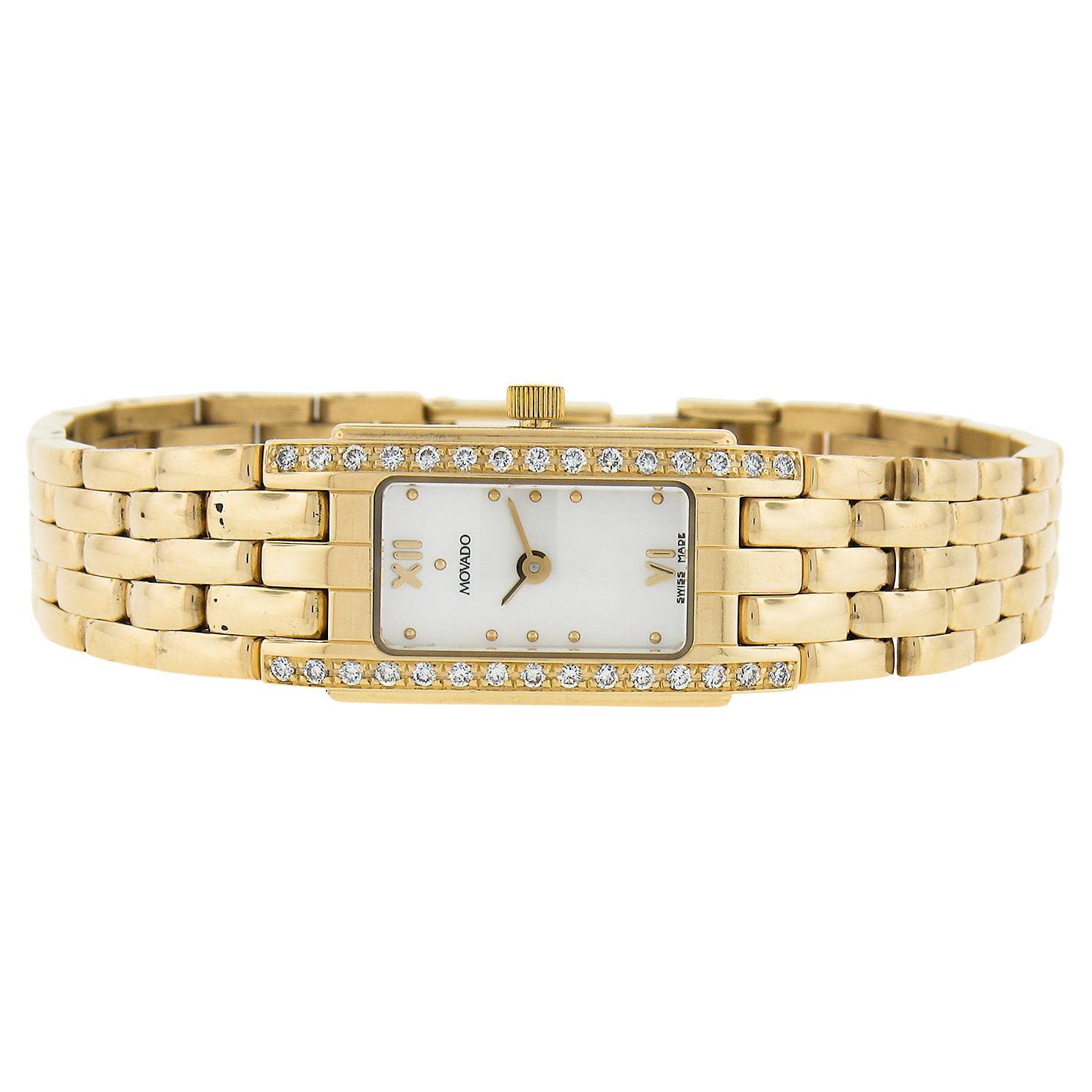 Movado Classic Oro 14k 14mm Donna Madreperla Diamante Orologio da polso Bracciale