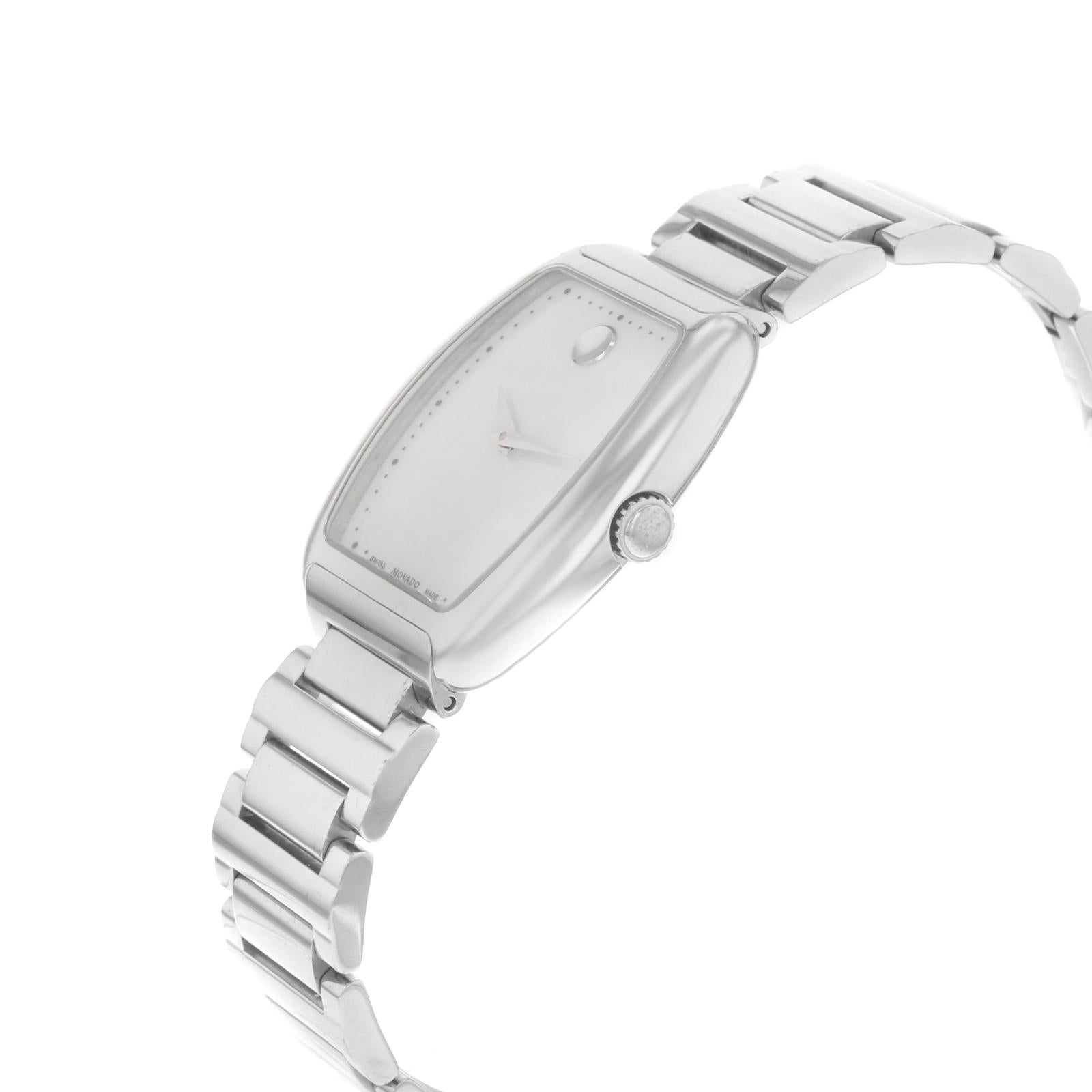 Movado Concerto Quadrante bianco madreperla Acciaio Quarzo Orologio da donna 0606547 In condizioni ottime in vendita a New York, NY