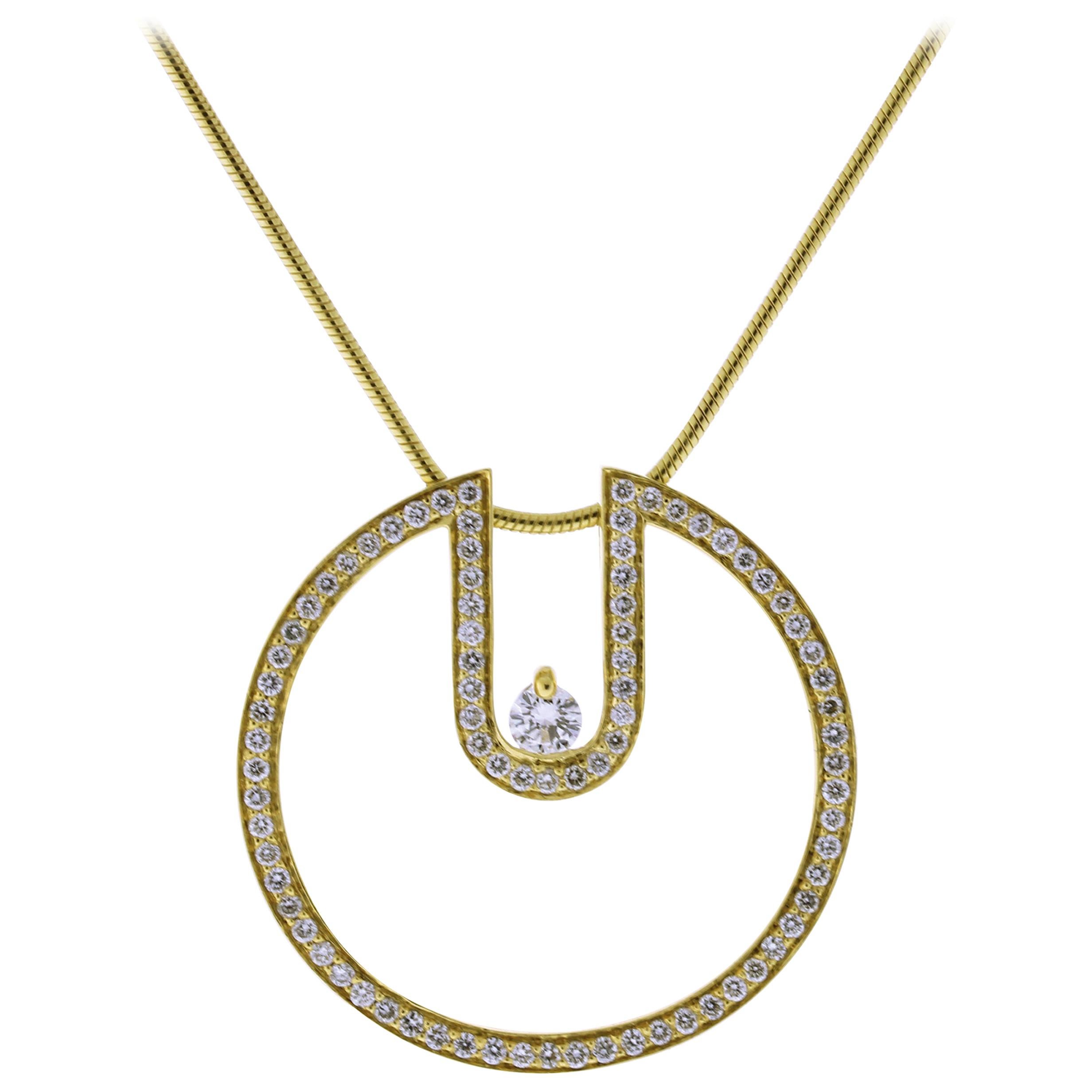 Movado Diamond Circle Pendant Necklace