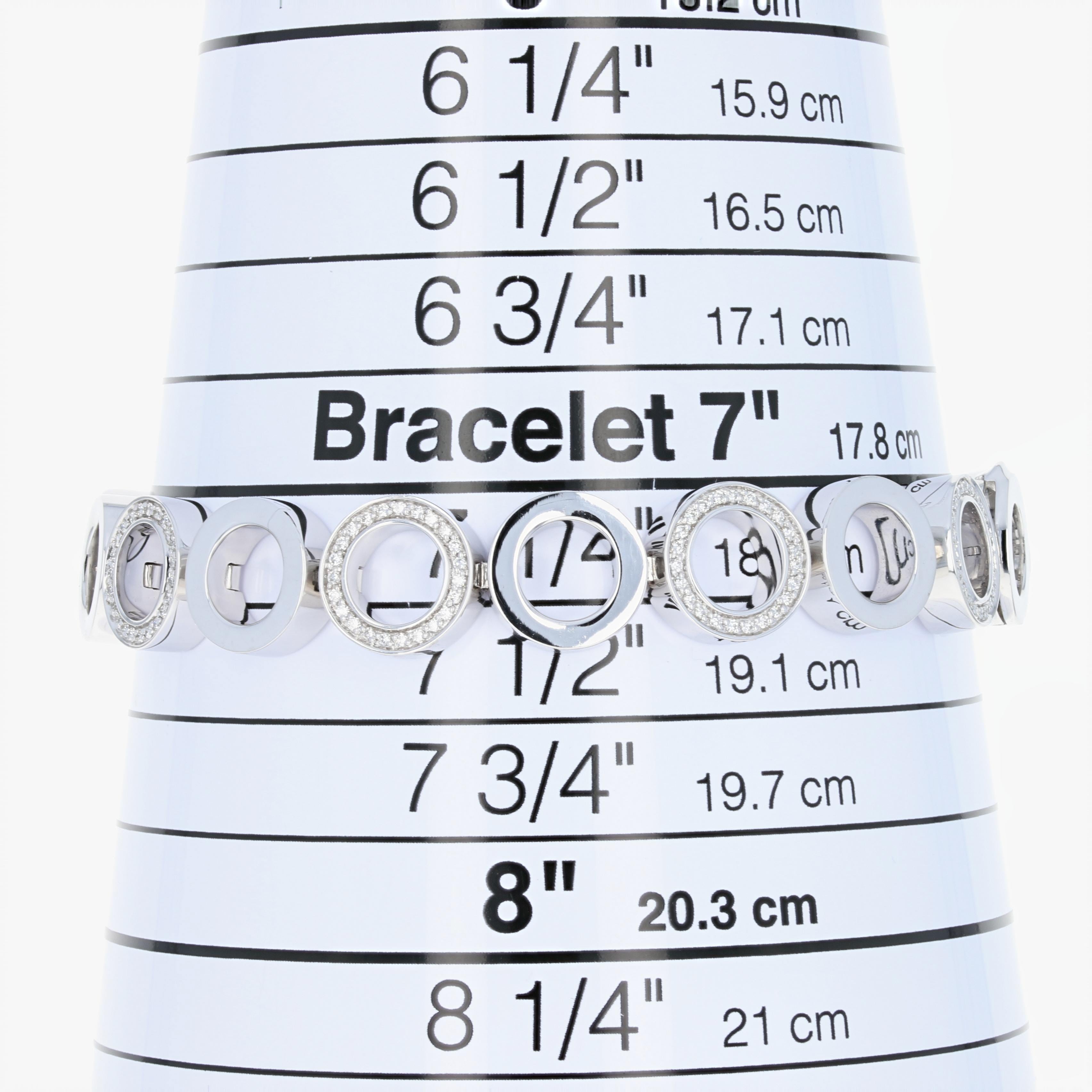 Movado Diamond Link Bracelet, 18 Karat White Gold Round Cut 1.08 Carat 7