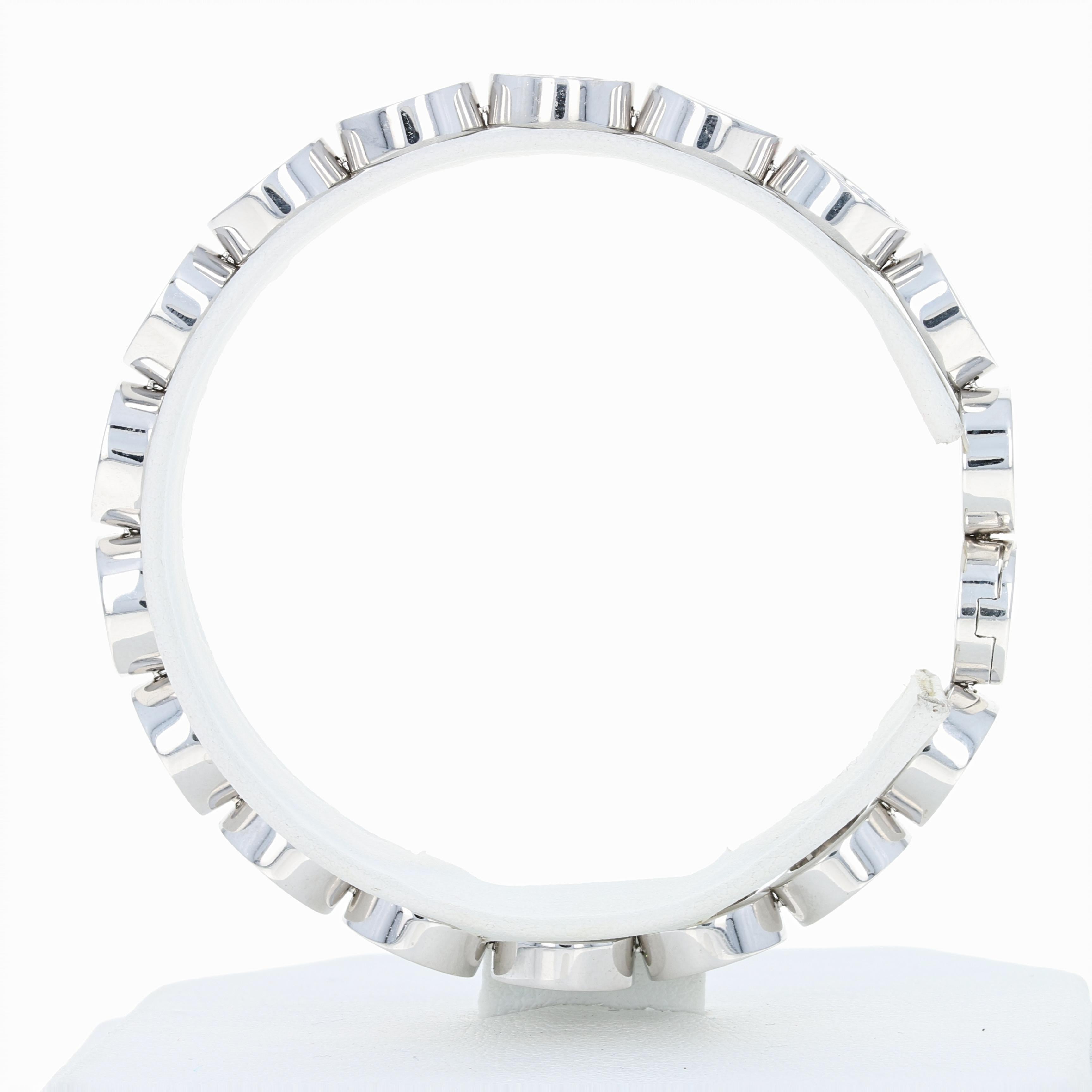 Women's Movado Diamond Link Bracelet, 18 Karat White Gold Round Cut 1.08 Carat