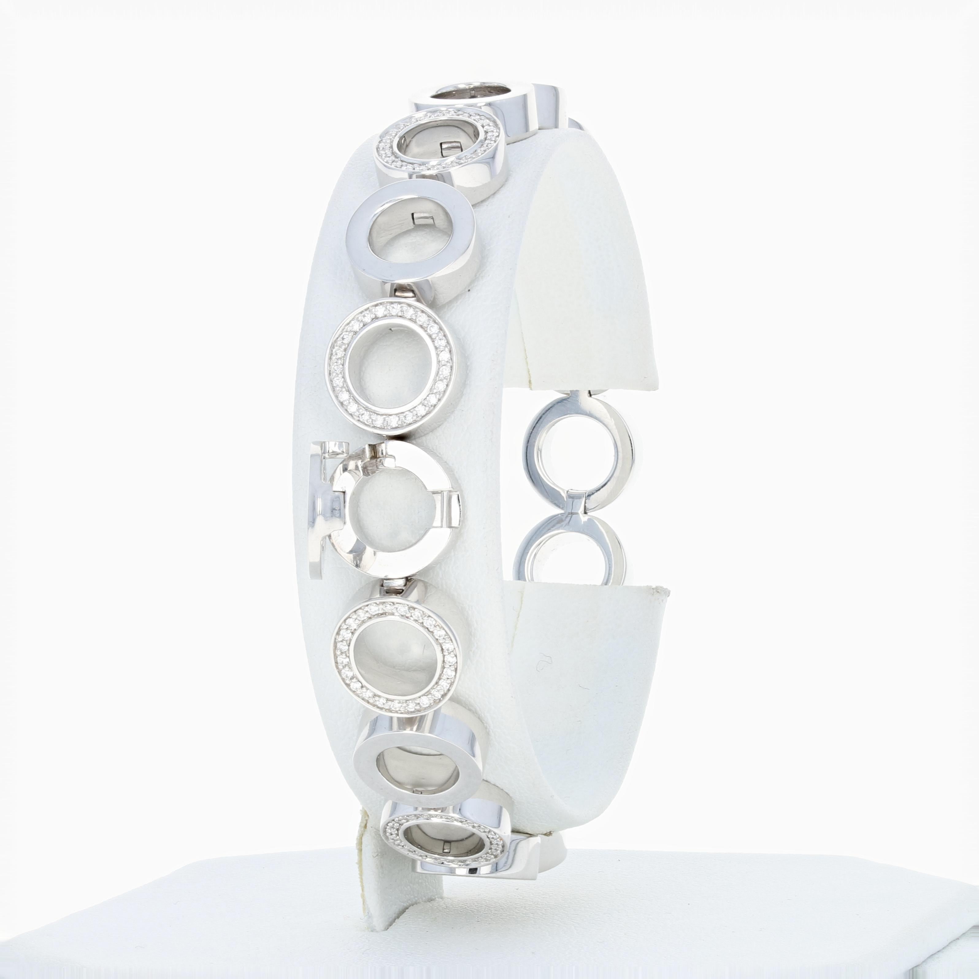 Movado Diamond Link Bracelet, 18 Karat White Gold Round Cut 1.08 Carat 1
