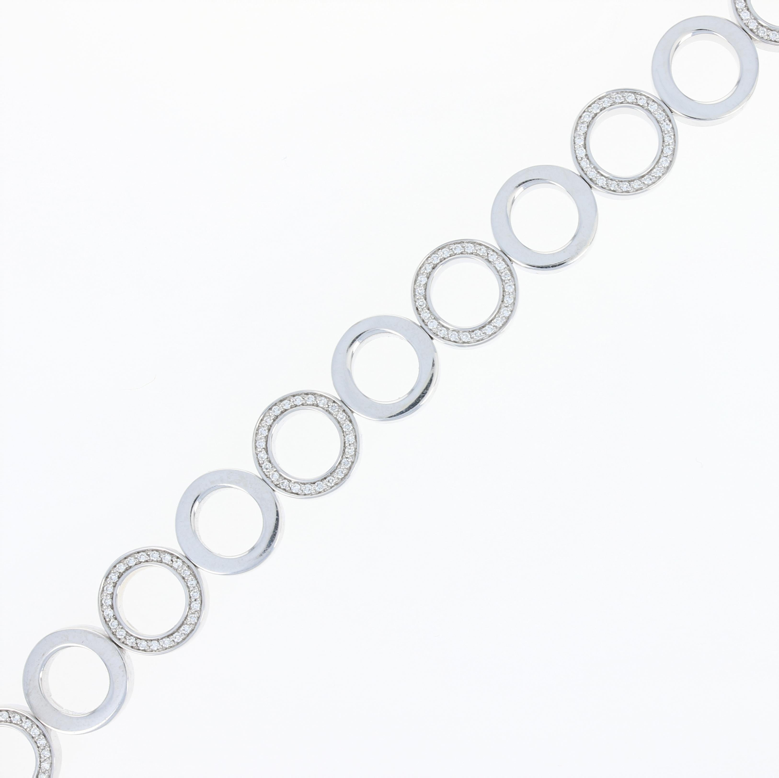 Movado Diamond Link Bracelet, 18 Karat White Gold Round Cut 1.08 Carat 2