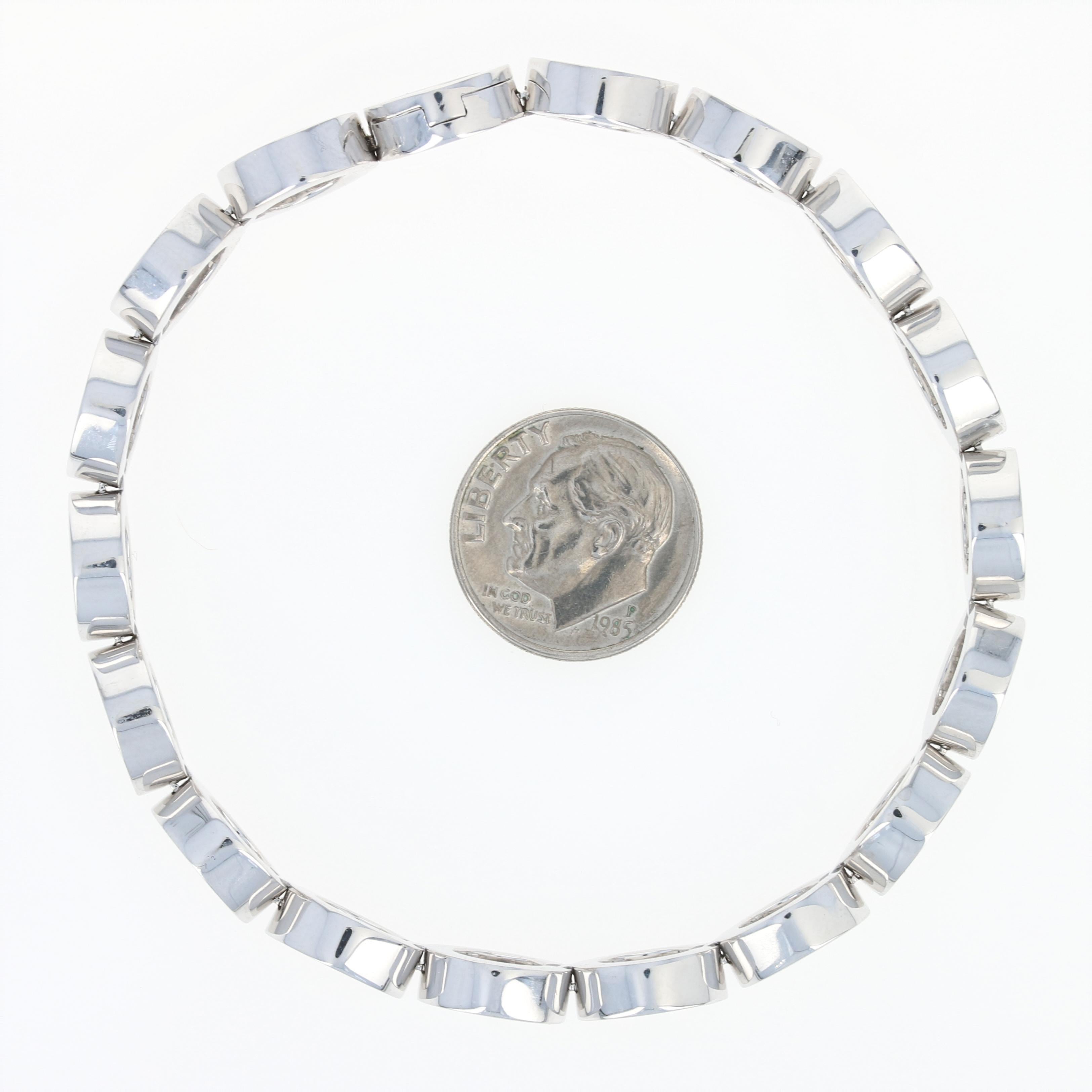 Movado Diamond Link Bracelet, 18 Karat White Gold Round Cut 1.08 Carat 5