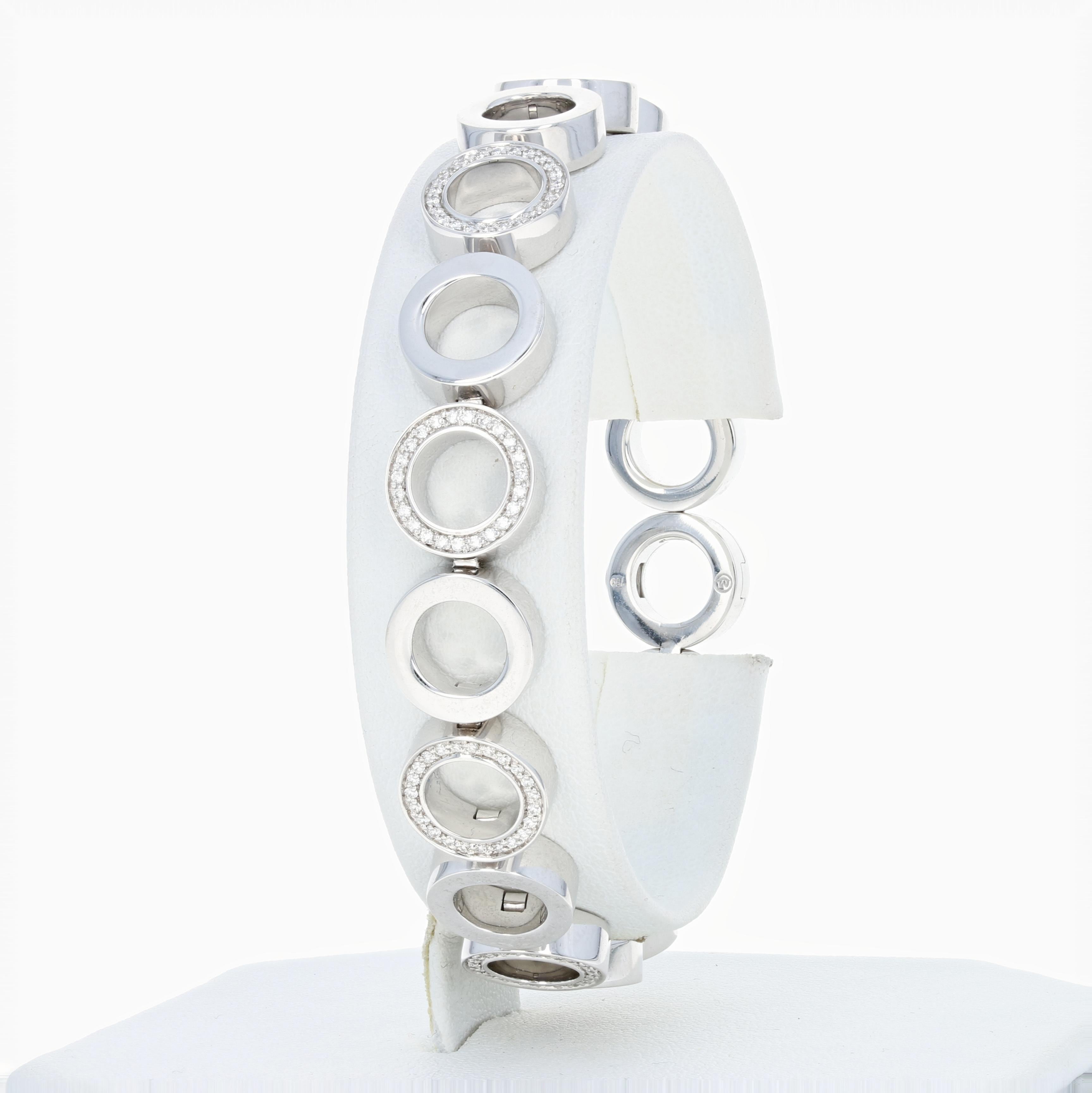 Movado Diamond Link Bracelet, 18 Karat White Gold Round Cut 1.08 Carat In Excellent Condition In Greensboro, NC