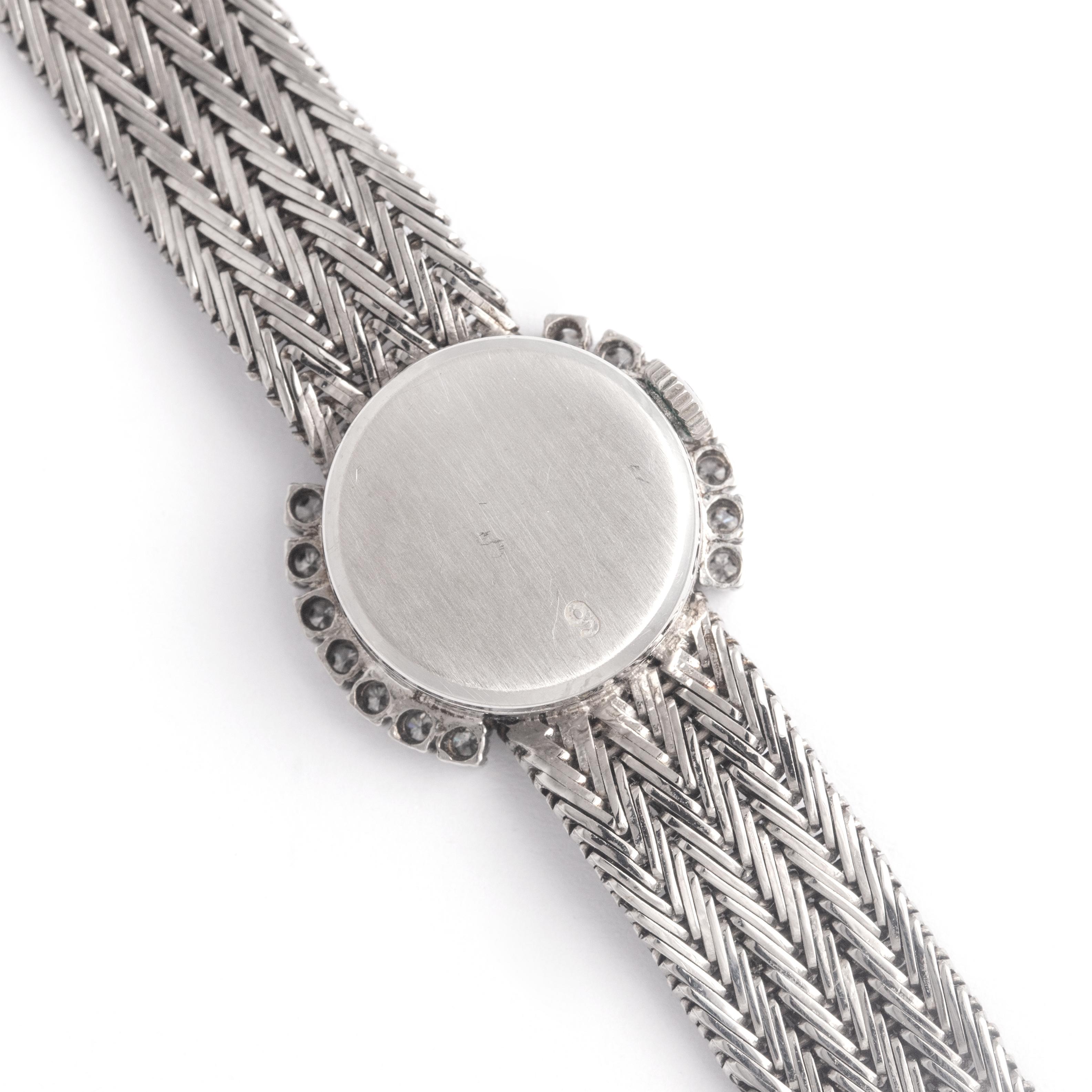 Movado Diamond White Gold Wristwatch 1970S In Fair Condition For Sale In Geneva, CH