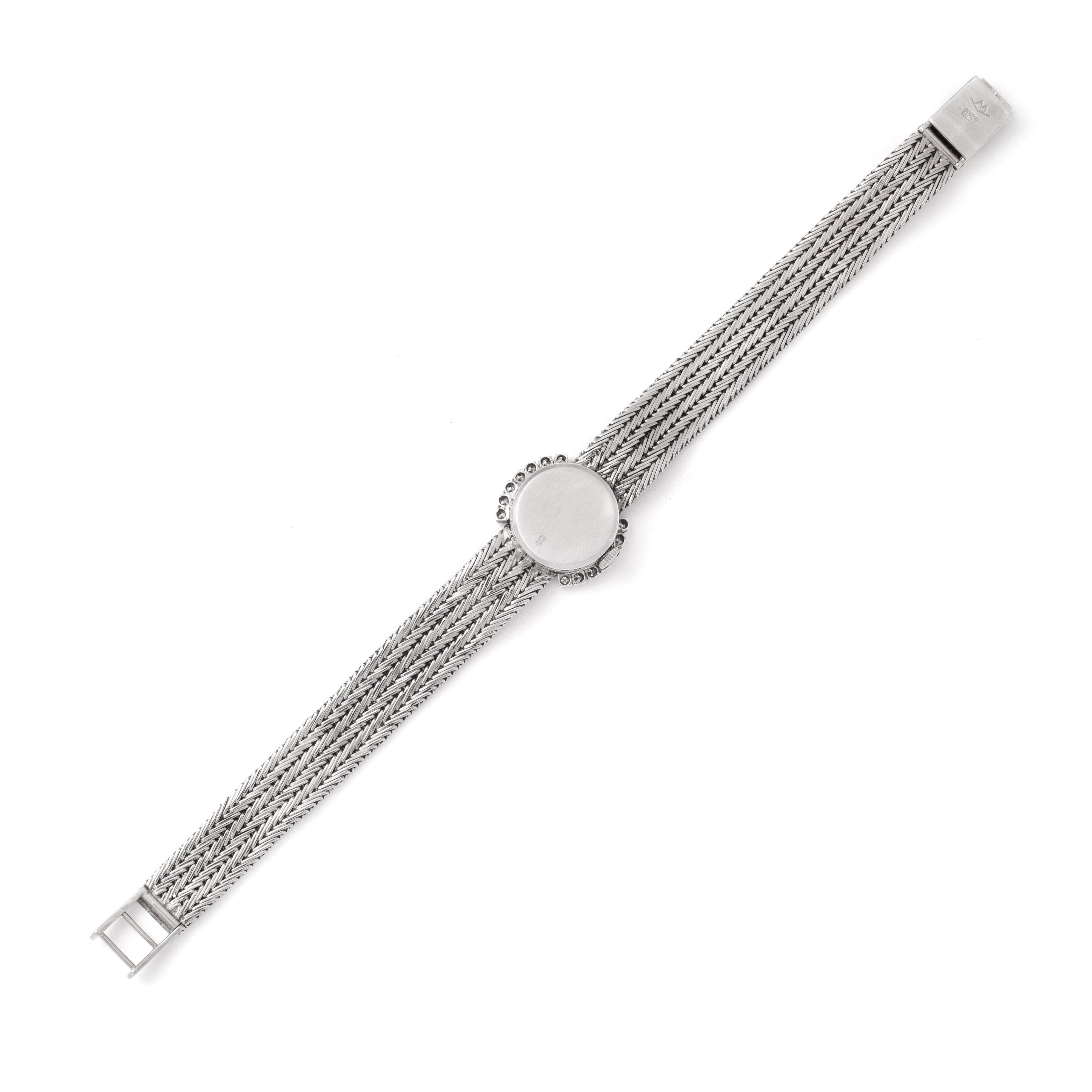 Movado Diamond White Gold Wristwatch 1970S For Sale 1