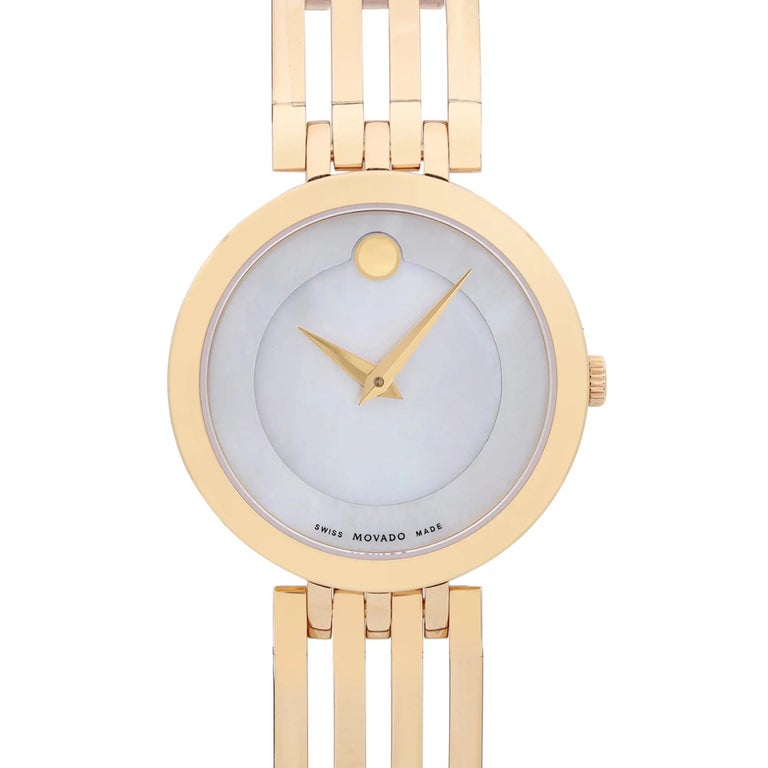 Display Model. The watch has never been worn or used. The timepiece may have micro marks on the case and bezel due to store handling. Original box and papers are included. 

Brand: Movado  Type: Wristwatch  Department: Women  Model Number: 0607054 
