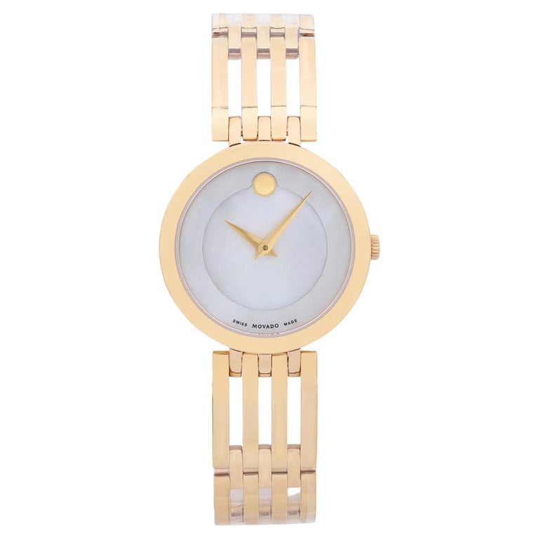Map. Dial Movado Esperanza Gold-Tone Steel White Mop Dial Quartz Ladies Watch ...