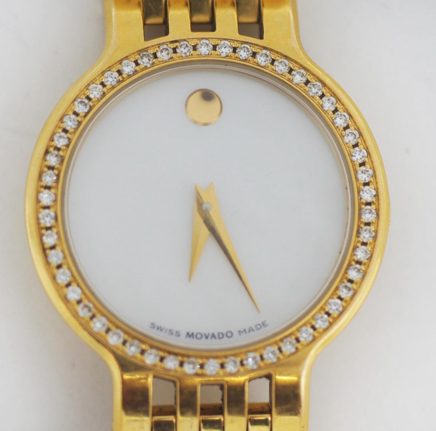 movado women's gold watch with diamonds