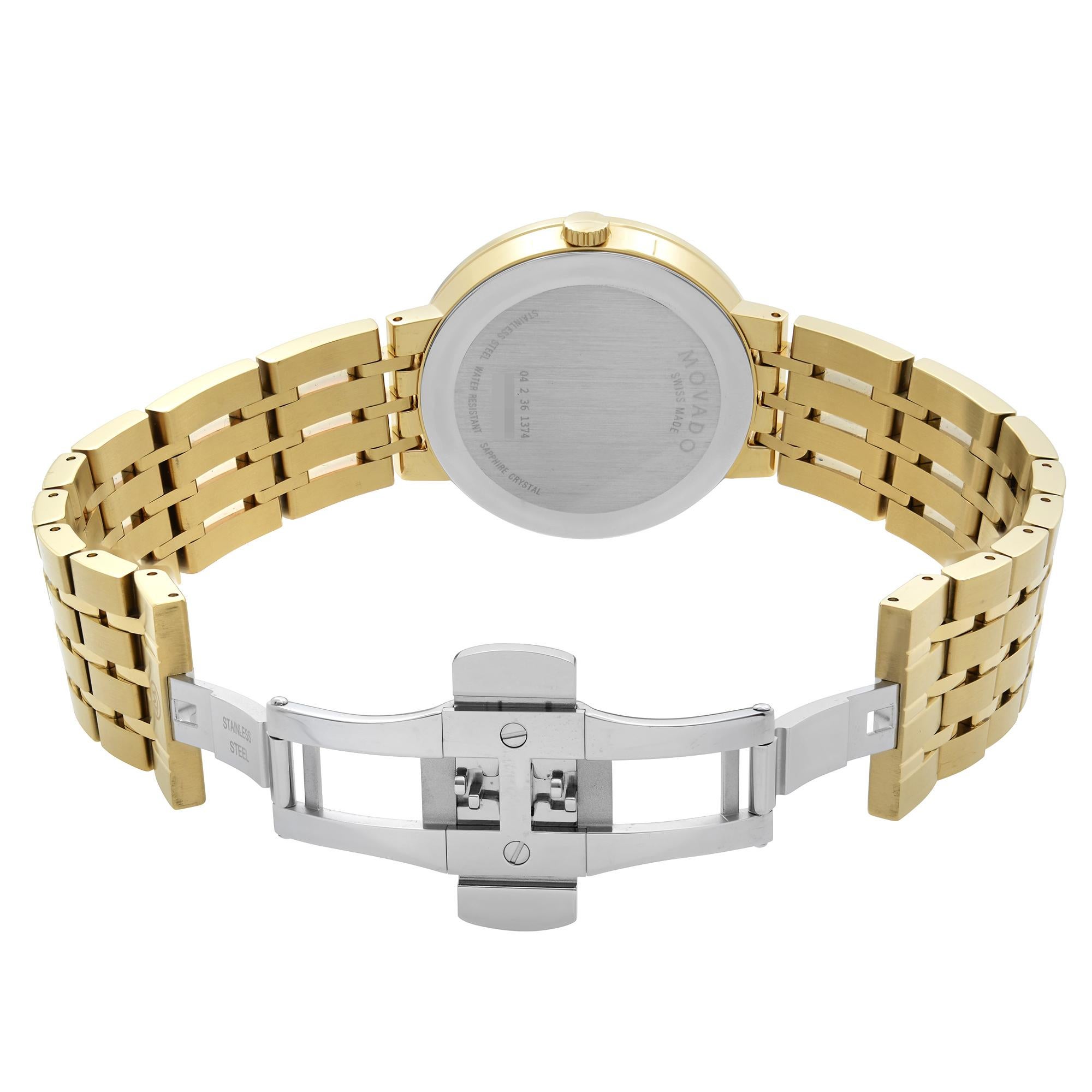 Movado Esperanza Museum Acciaio Quadrante Nero Quarzo Orologio Uomo 0607059 in vendita 3