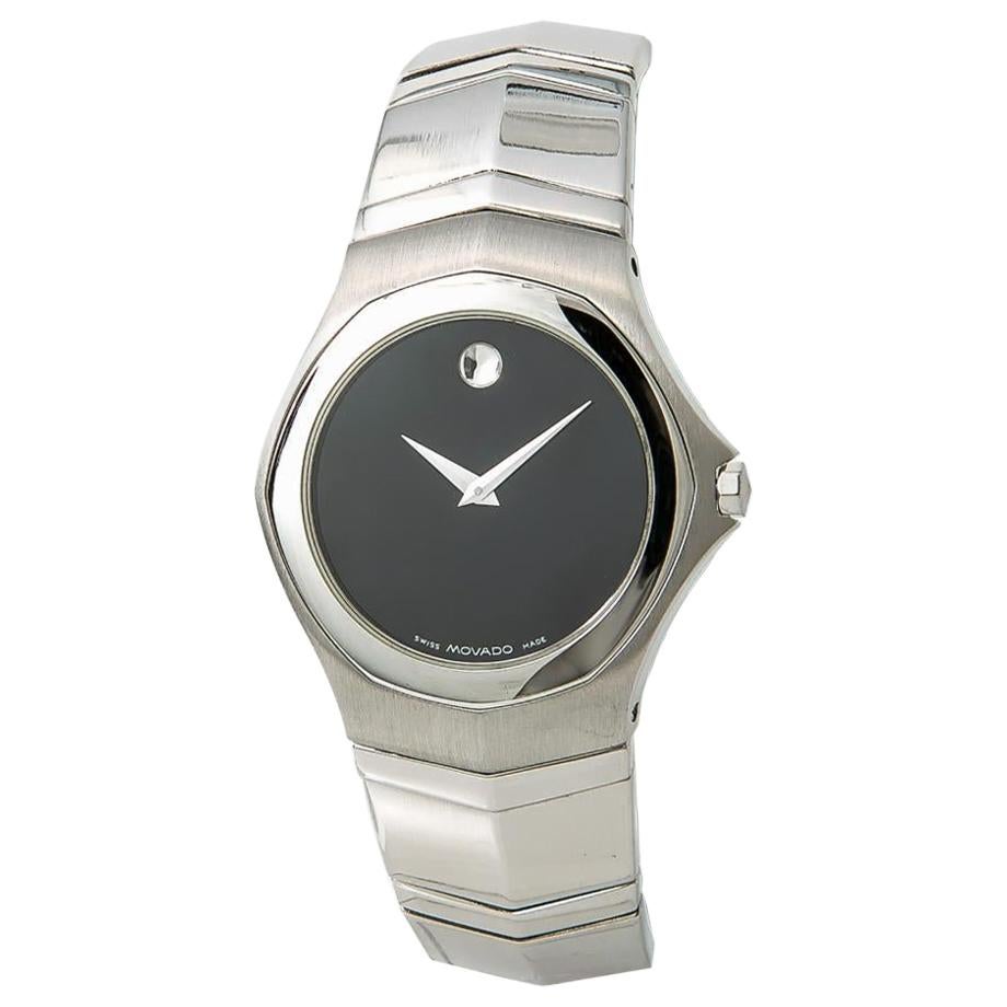 Movado Faceto 84G11895 Men's Quartz Stainless Steel Watch Black Dial For Sale