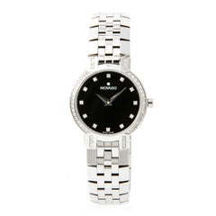 Movado Faceto with Band, Stainless-Steel Bezel and Black Dial