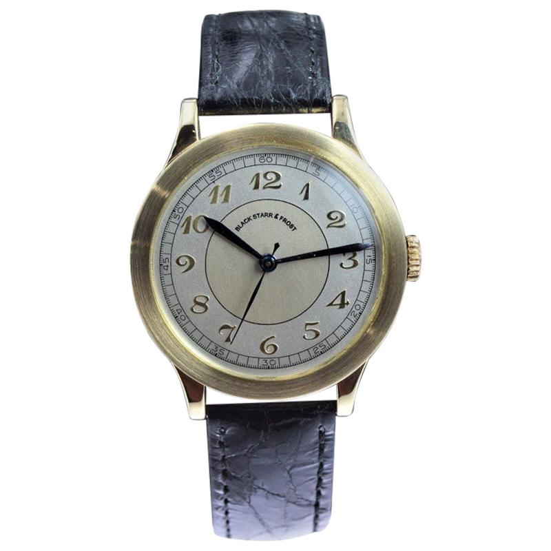Schwarzer Starr & Frost von Movado aus 14 Karat Gold im Art-déco-Stil, 1940er Jahre (Art déco)