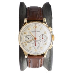 Movado for Tiffany & Co 14Kt Solid Gold Rare Chronograph circa 1930's