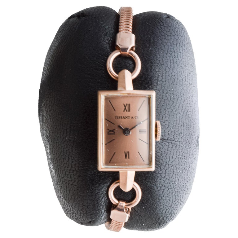 Movado for Tiffany and 14Kt Solid Rose Gold Ladies Art Deco