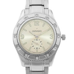 Movado Gentry Steel Diamond Bezel Silver Dial Quartz Ladies Watch