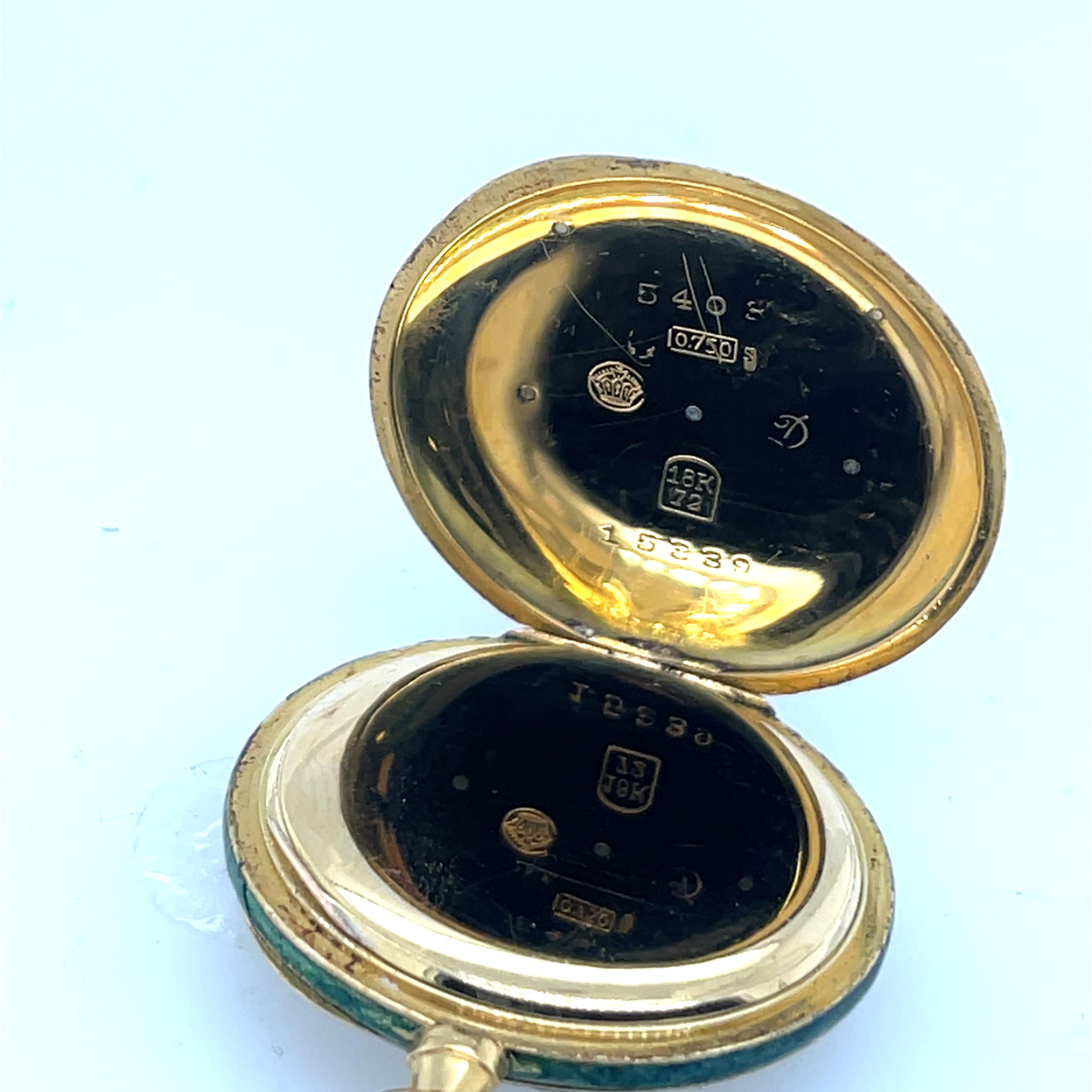 Movado Damen und Emaille Taschenuhr, um 1925, alle in 18ct Gold für Damen oder Herren im Angebot