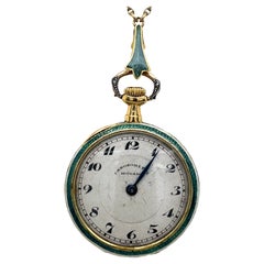 Movado Damen und Emaille Taschenuhr, um 1925, alle in 18ct Gold