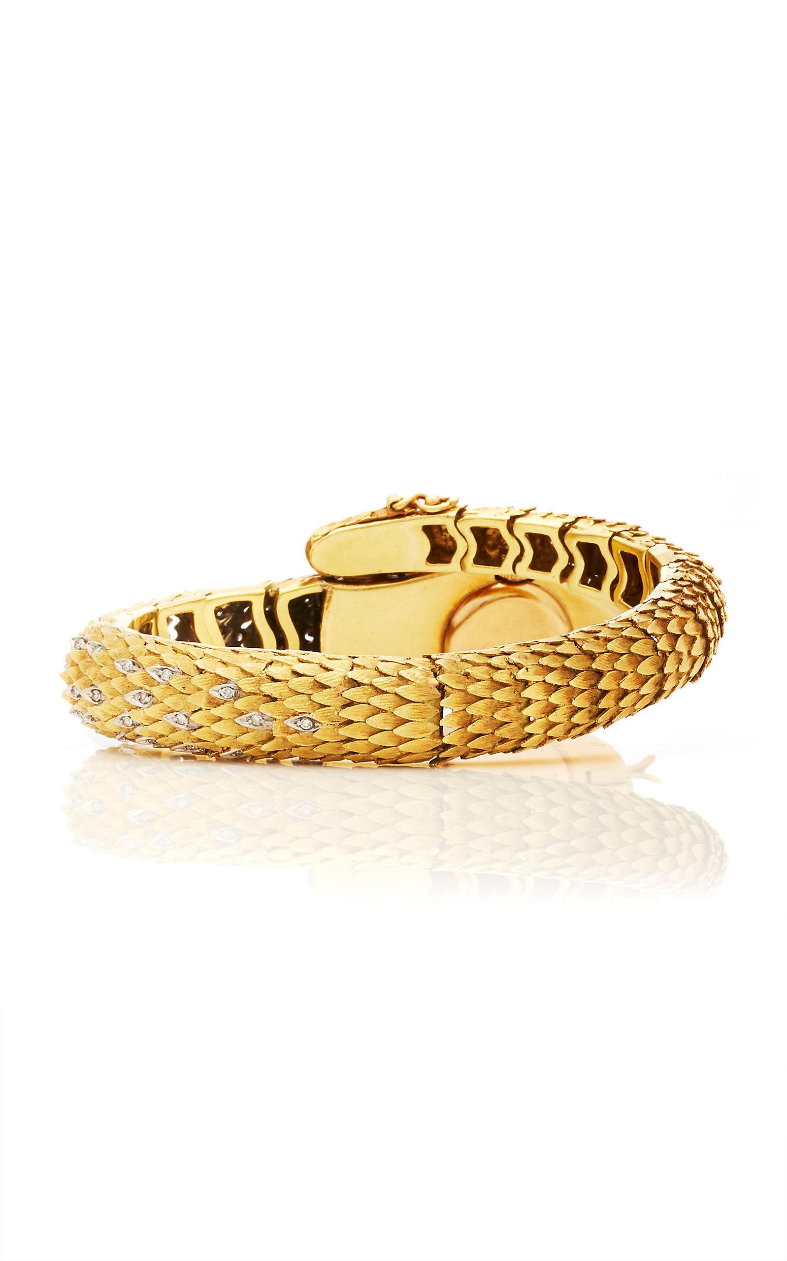 Women's or Men's Movado Gold Diamond Emerald Bracelet Snake Wristwatch For Sale