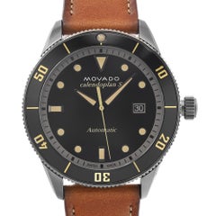 Movado Heritage Gunmetal Black Dial Automatic Mens Watch 3650106