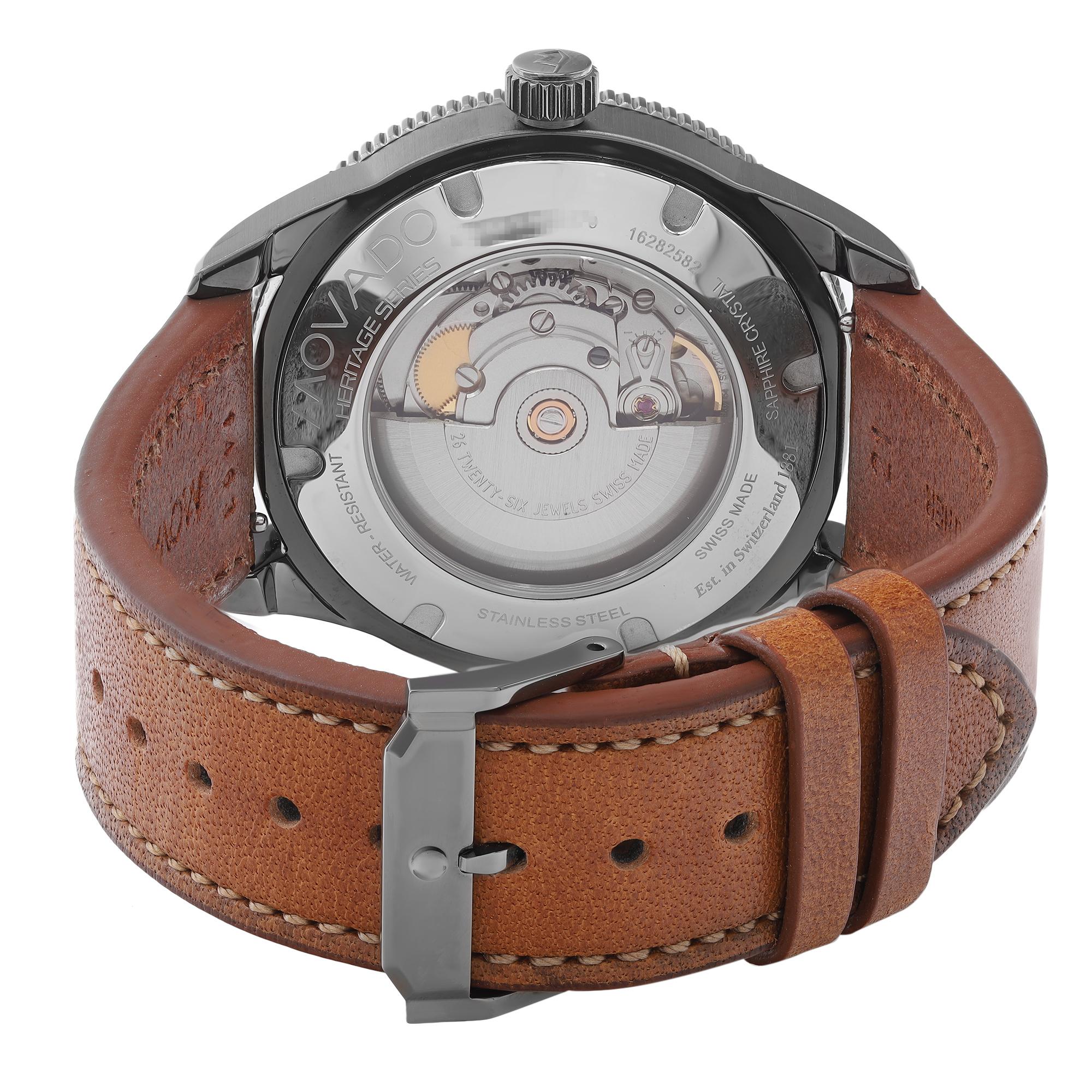 Movado Heritage Gunmetal Automatik-Herrenuhr mit schwarzem Zifferblatt 3650106 2