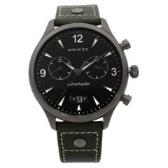 Movado Heritage Quarzuhr aus Rotgussstahl und grünem Leder mit schwarzem Zifferblatt 3650029