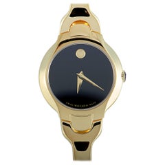 Movado Kara Yellow Gold Toned Black Dial Watch 0606936