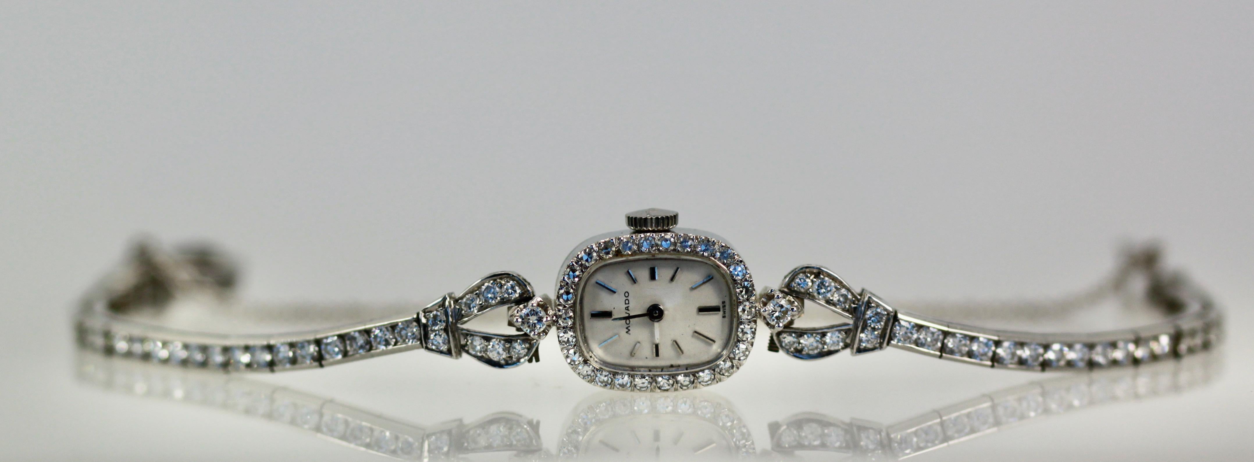 Movado Ladies Diamond Wristwatch 14K For Sale 2