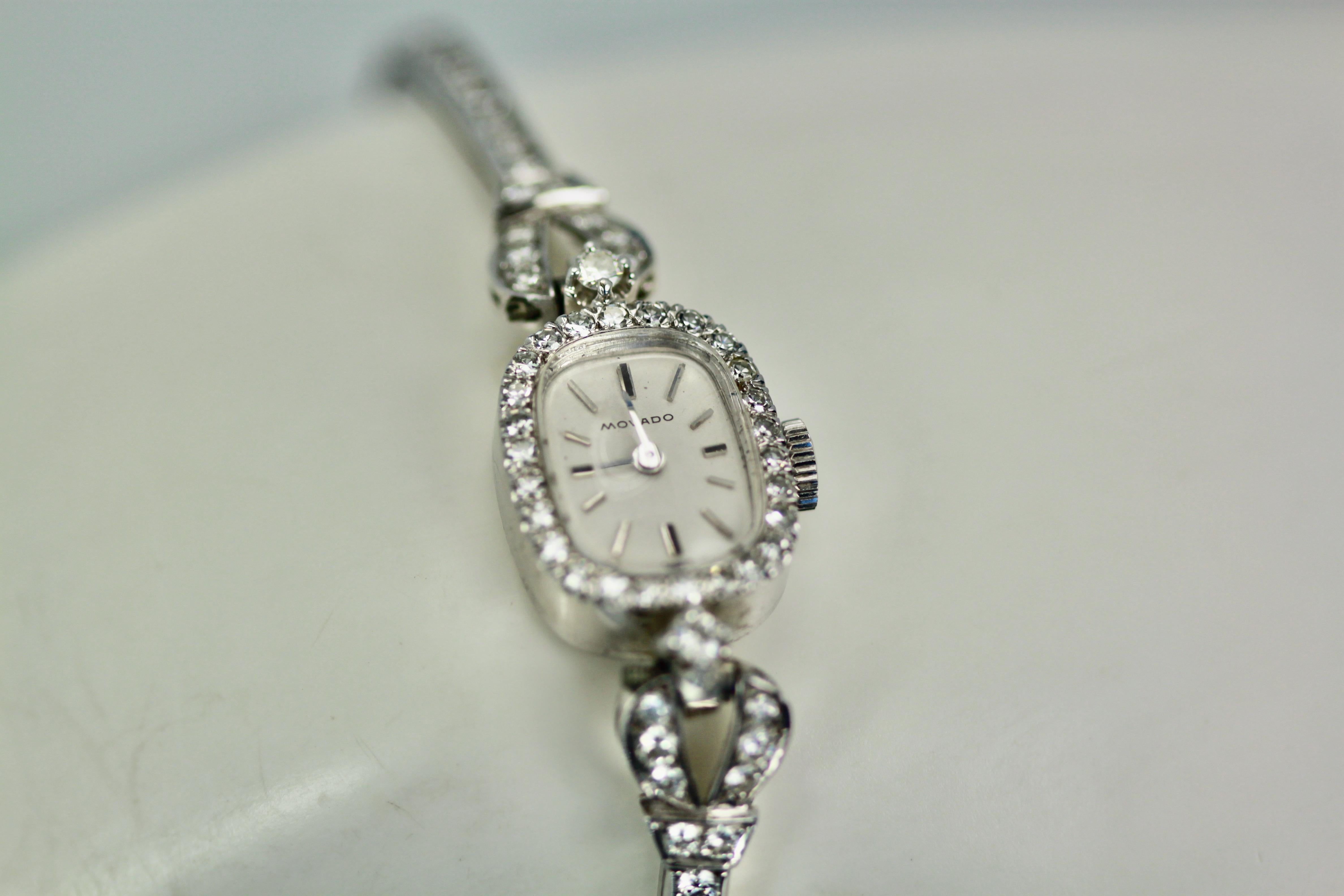 Movado Ladies Diamond Wristwatch 14K In Good Condition For Sale In North Hollywood, CA