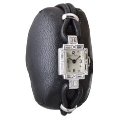 Movado Ladies Platinum Diamond Mid Century Manual Winding Dress Watch