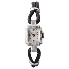 Movado Ladies Platinum Diamond Mid Century Manual Winding Dress Watch