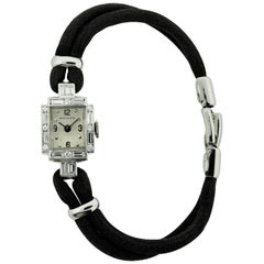 Movado Ladies Platinum Diamond Midcentury Manual Winding Dress Watch