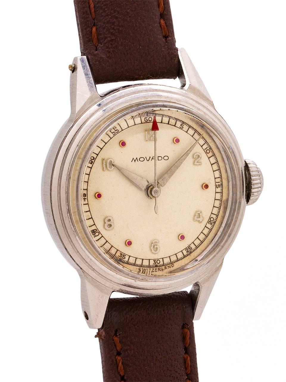 Movado Ladies Stainless Steel manual Wristwatch, circa 1940s In Excellent Condition In West Hollywood, CA