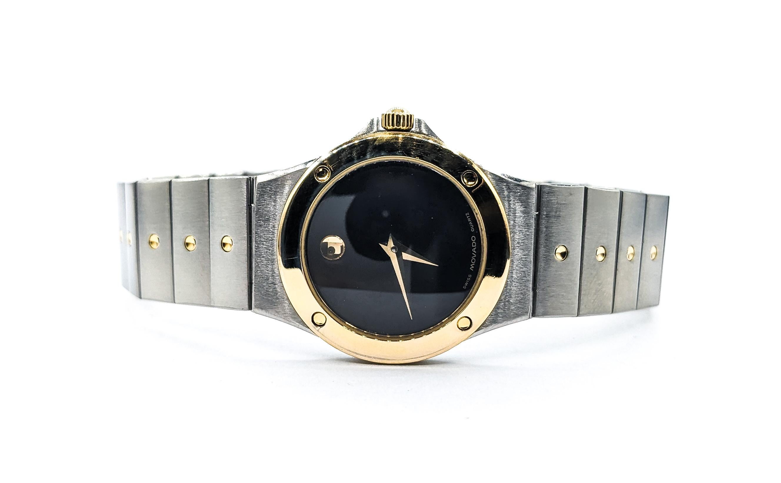 Modern Movado Ladies Two Tone Classic Museum watch In Stainless Steel For Sale
