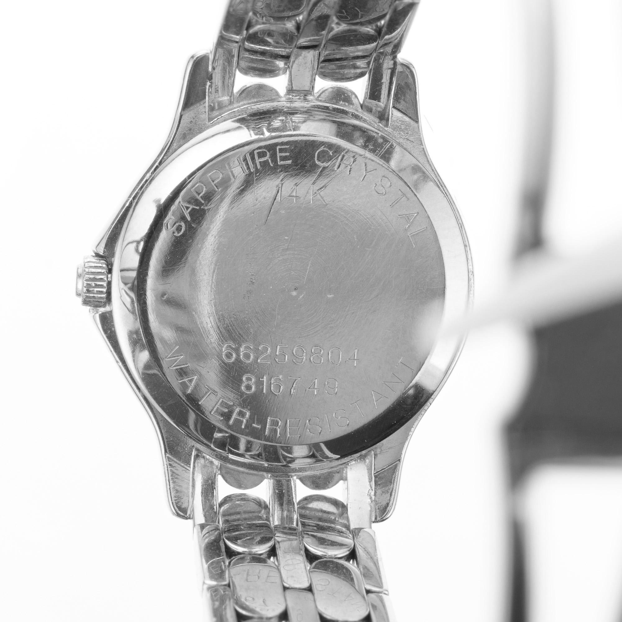 Women's Movado Lady's Diamond Bezel White Gold Wristwatch For Sale