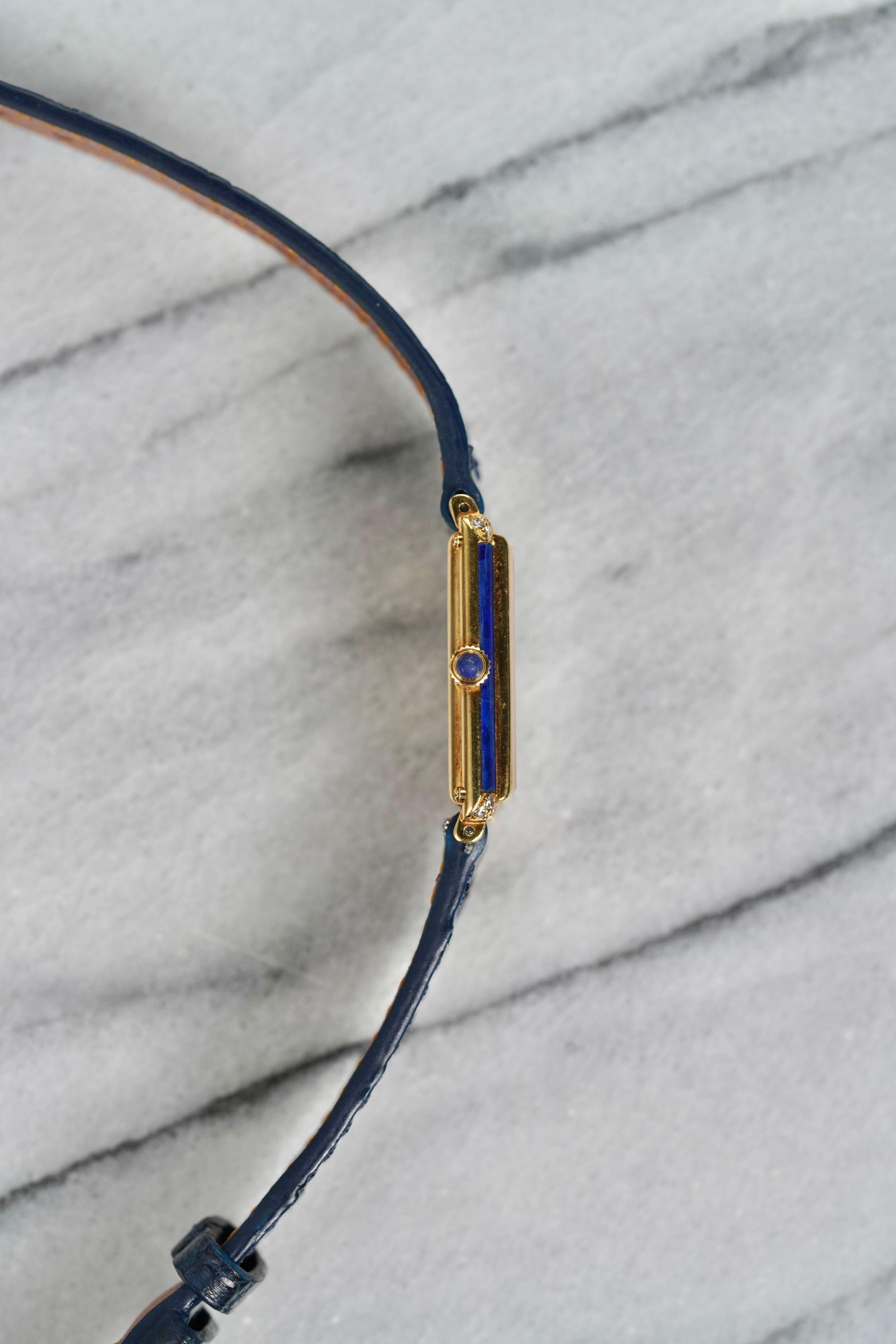 Montre Movado Lapis Tank en or jaune 18 carats, années 1970-80 Bon état - En vente à New York, NY