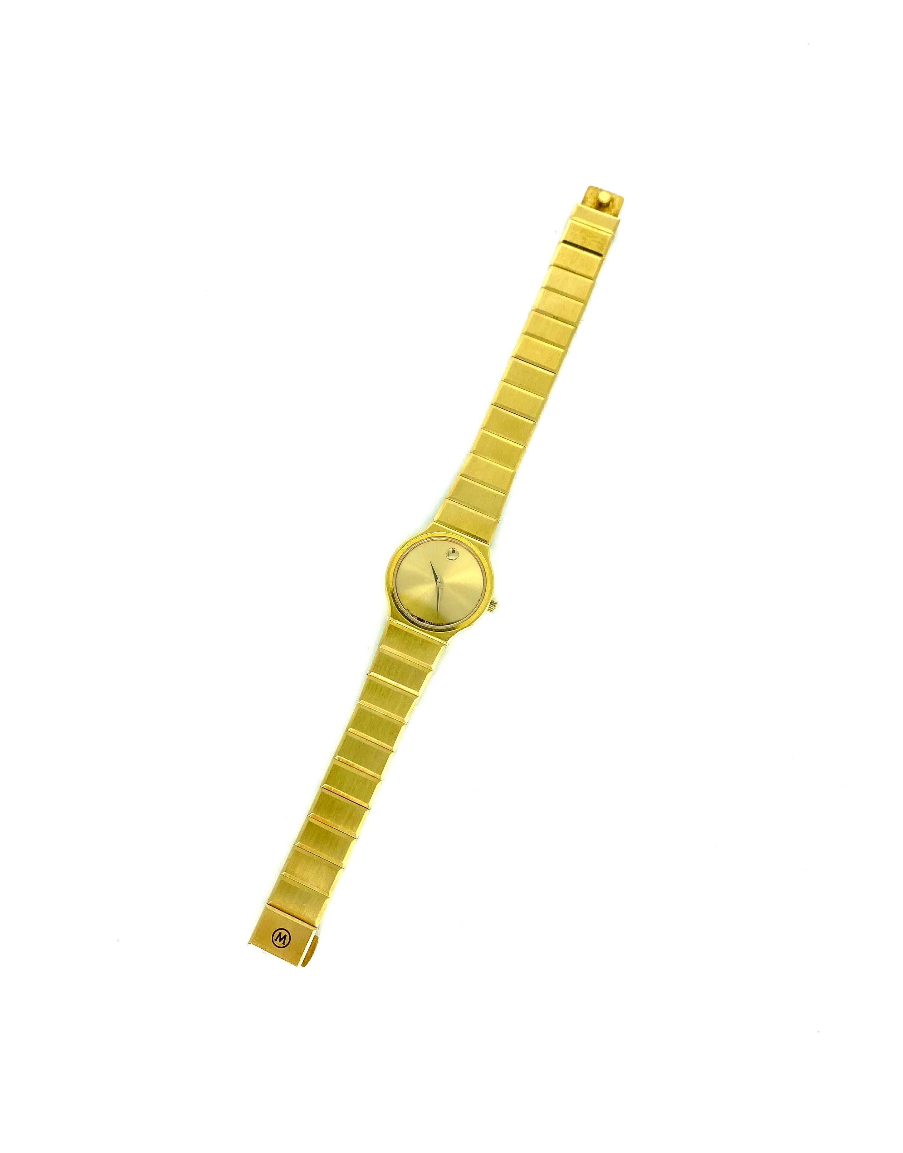 Women's Movado Limited Edition Museum Sapphire Watch Solid 18K Yellow Gold For Sale